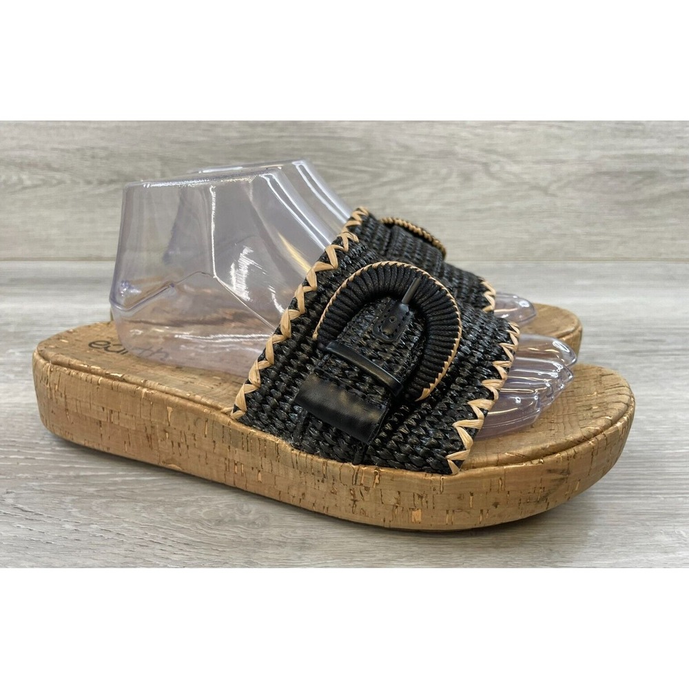 Earth Samsy 2 Women's Sandal‎ Black 11 Slip On Casual Comfort Woven Cork